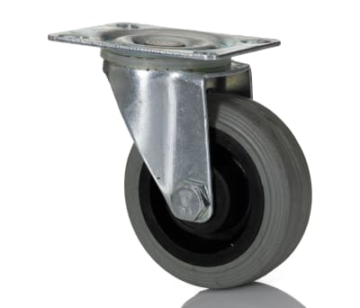 Product image for Swivel Castor, Grey Rubber Tyre, 50mm