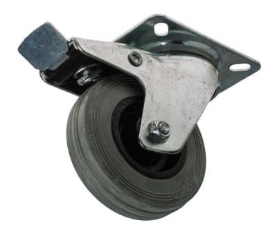 Product image for Braked Swivel Castor, 100mm, Rubber Tyre