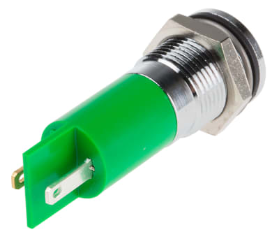 Product image for 14mm flush low current LED, green 110Vdc