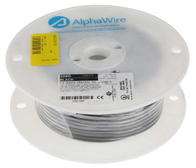 Product image for Wire 12 AWG PVC 600V UL1015 Black 30m