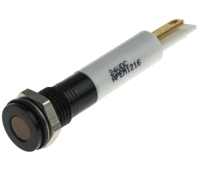 Product image for 8mm flush black chrome LED, orange 24Vdc