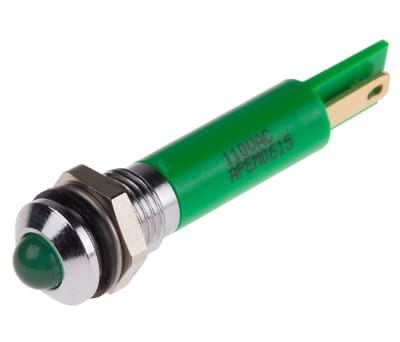 Product image for 8mm prom hyper bright LED, green 110Vac