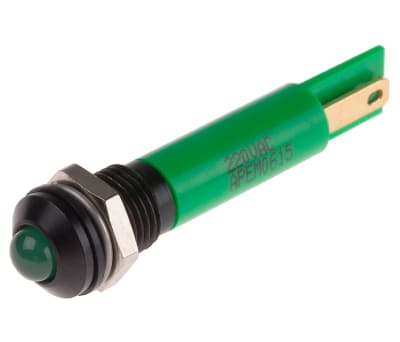 Product image for 8mm prom hyper bright LED, green 220Vac