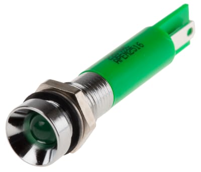 Product image for 8mm recess hyper bright LED, green 220V