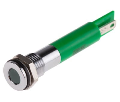 Product image for 8mm flush hyper bright LED, green 220Vac