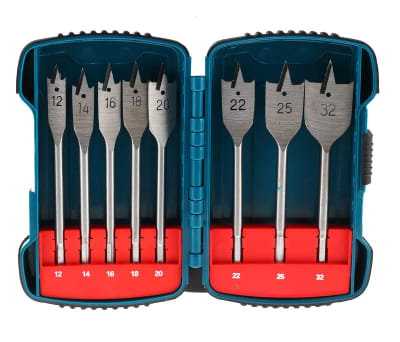 Product image for 8 PCE FLAT BIT SET 12-32MM