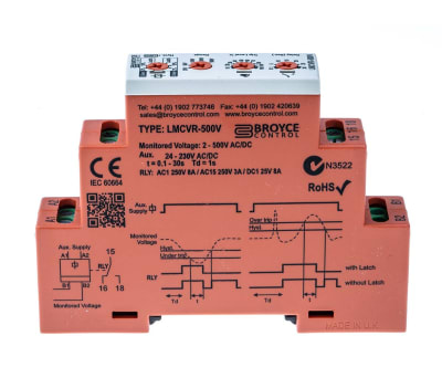 Product image for Broyce Control Voltage Monitoring Relay With SPDT Contacts, Overvoltage, Undervoltage