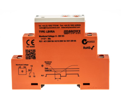 Product image for Broyce Control Voltage Monitoring Relay With SPDT Contacts, Undervoltage