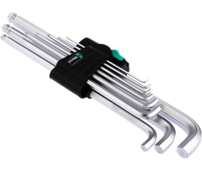 Product image for Wera 9 pieces Hex Key Set,  L Shape 1.5mm Ball End