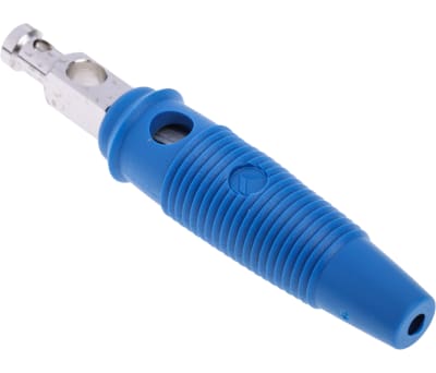 Product image for Hirschmann Test & Measurement Blue Male Banana Plug - Solder Termination, 30 V ac, 60V dc, 30A