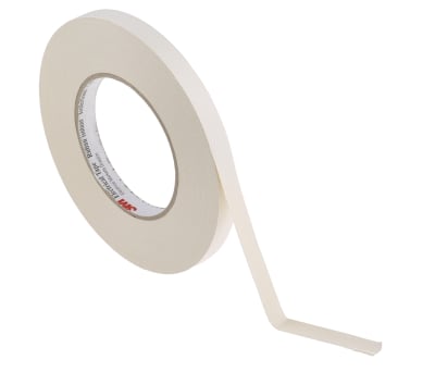 RS PRO White Double Sided Paper Tape, Non-Woven Backing, 25mm x