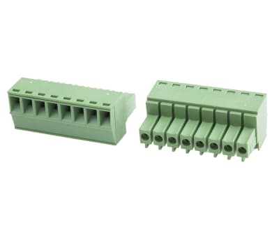 Product image for 3.5mm PCB terminal block, R/A plug, 8P