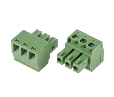 Product image for 3.81mm PCB terminal block, R/A plug, 3P