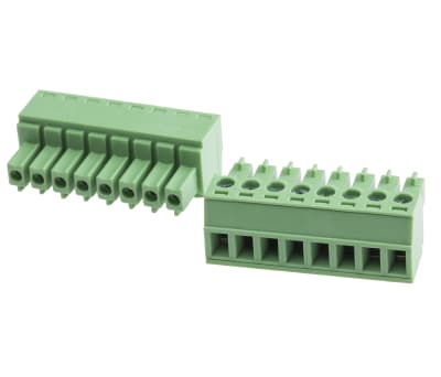 Product image for 3.81mm PCB terminal block, R/A plug, 8P