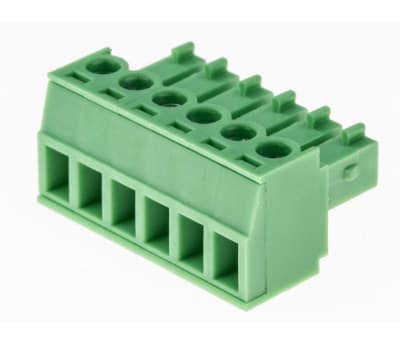 Product image for 3.81mm PCB terminal block, R/A plug, 6P