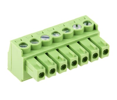 Product image for 3.81mm PCB terminal block, R/A plug, 7P