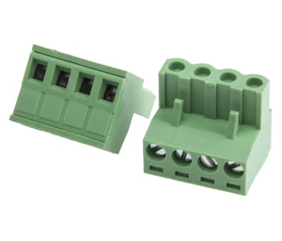 Product image for 5mm PCB terminal block, R/A plug, 4P