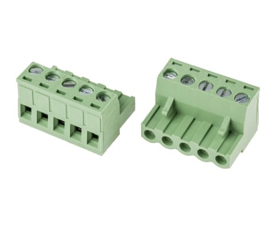 Product image for 5mm PCB terminal block, R/A plug, 5P