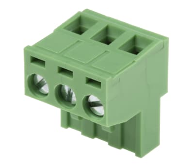 Product image for 5mm PCB terminal block, R/A plug, 3P