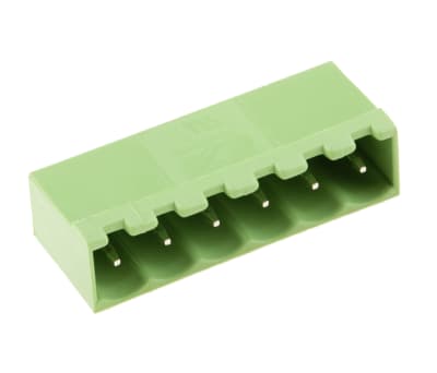 Product image for 5mm PCB terminal block, R/A header, 6P