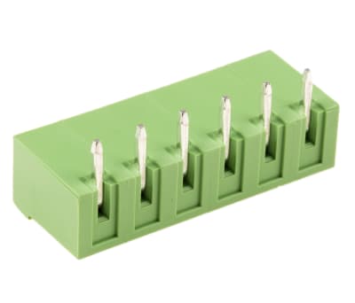 Product image for 5mm PCB terminal block, R/A header, 6P