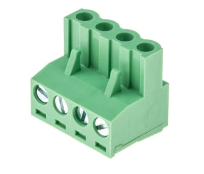 Product image for 5.08mm PCB terminal block, R/A plug, 4P