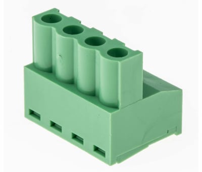 Product image for 5.08mm PCB terminal block, R/A plug, 4P