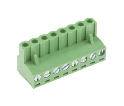 Product image for 5.08mm PCB terminal block, R/A plug, 8P