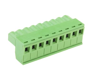 Product image for 5.08mm PCB terminal block, R/A plug, 9P