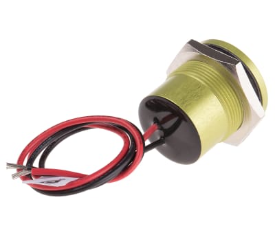 Product image for 22MM FLUSH ANODISED LED WIRES,YELLOW 24V