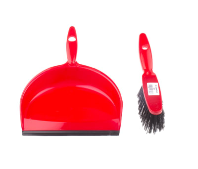 Product image for Stiff Dustpan & Brush Set, Red