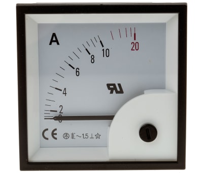 Product image for AC Ammeter 72x72 90 deg 0-10/20A