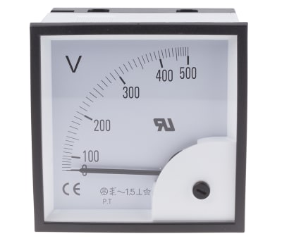 Product image for AC Voltmeter 96x96mm 90 deg scale 500V