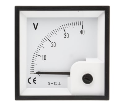 Product image for DC Voltmeter 72x72mm 90 deg scale 40V