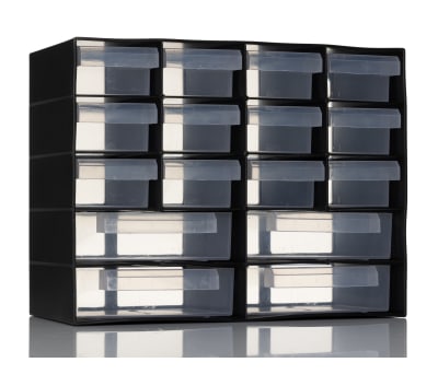 Product image for 16 DRAWER PLASTIC UNIT-BLACK