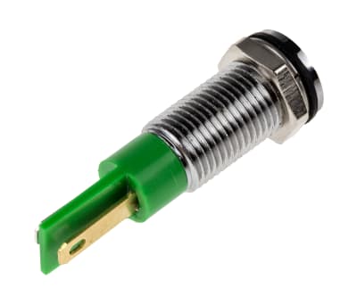 Product image for 8mm flush long bezel LED, green 6Vdc