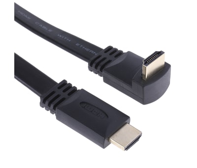 Product image for Flat HDMI to HDMI cable, Angled