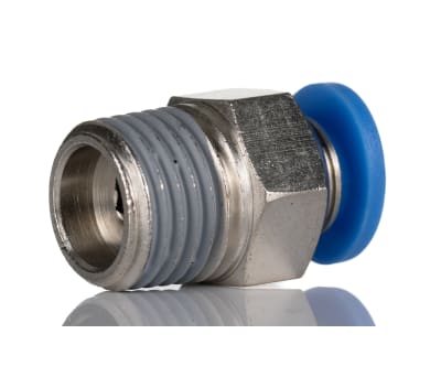 Product image for RS PRO Threaded-to-Tube Pneumatic Fitting, R 1/4 to, Push In 10 mm, 10 bar