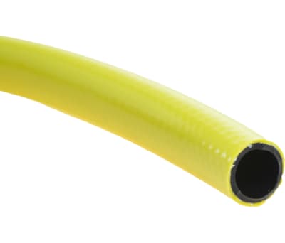 Product image for RS PRO PVC Flexible Tubing, Yellow, 25.5mm External Diameter, 50m Long, Reinforced, 160mm Bend Radius, Water