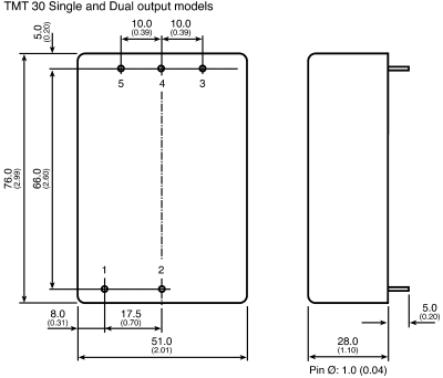 Product image for Power Supply, PCB mount,+/-12Vdc 30W