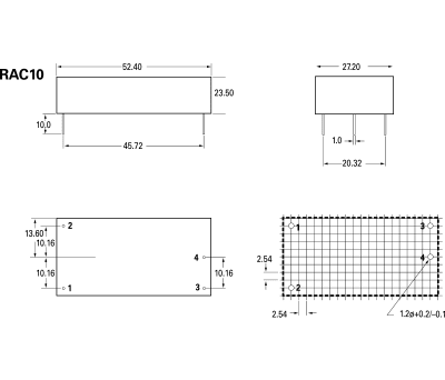 Product image for RAC10-05SB PCB MOUNT SMPSU,5V 10W