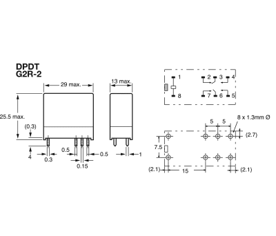 Product image for DPDT PCB POWER RELAY,5A 12VDC COIL