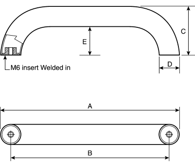 Product image for 316 Stainless Steel handle,300mm FC