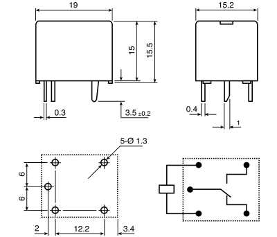 Product image for RS PRO, 6V dc Coil Non-Latching Relay SPDT, 10A Switching Current PCB Mount Single Pole