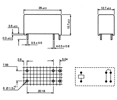 Product image for SPST highinrush PCB relay,16A 12Vdc coil