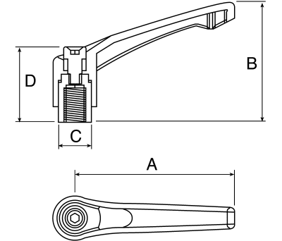 Product image for RS PRO Steel Clamping Lever, M12 x 12mm