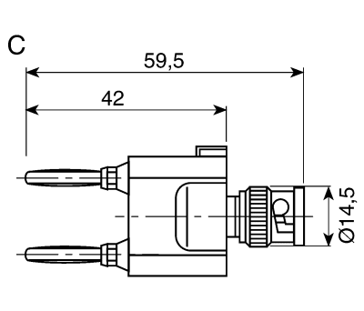 Product image for ADAPTOR BNC PLG-2X4MM PLG