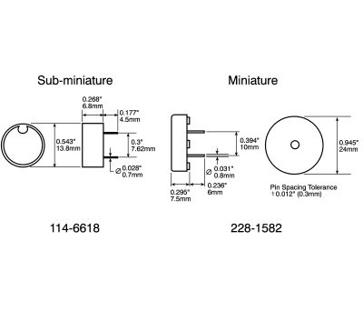 Product image for PCB mount piezo transducer 5Vpp 80dB