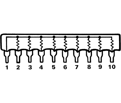 Product image for 9-BUSSED THICK FILM RESISTOR,10K 1.25W