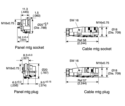 Product image for Amphenol, C 091 D 4 Pole Din Plug Plug, 5A, 300 V ac/dc IP67, Screw On